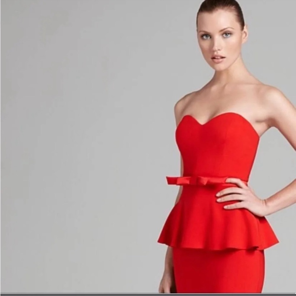 Badgley Mischka Vibrant Red Strapless Dress